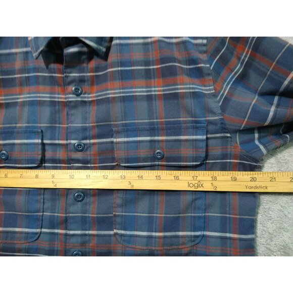 Mountain Hardwear Shirt Mens Small Blue Plaid Voyager Flannel Long Sleeve - Picture 5 of 8
